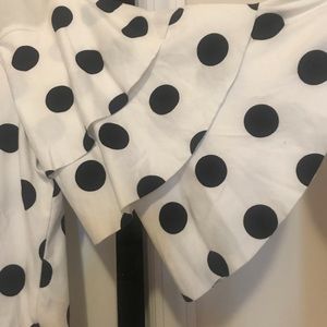 Off white w/black polka dots